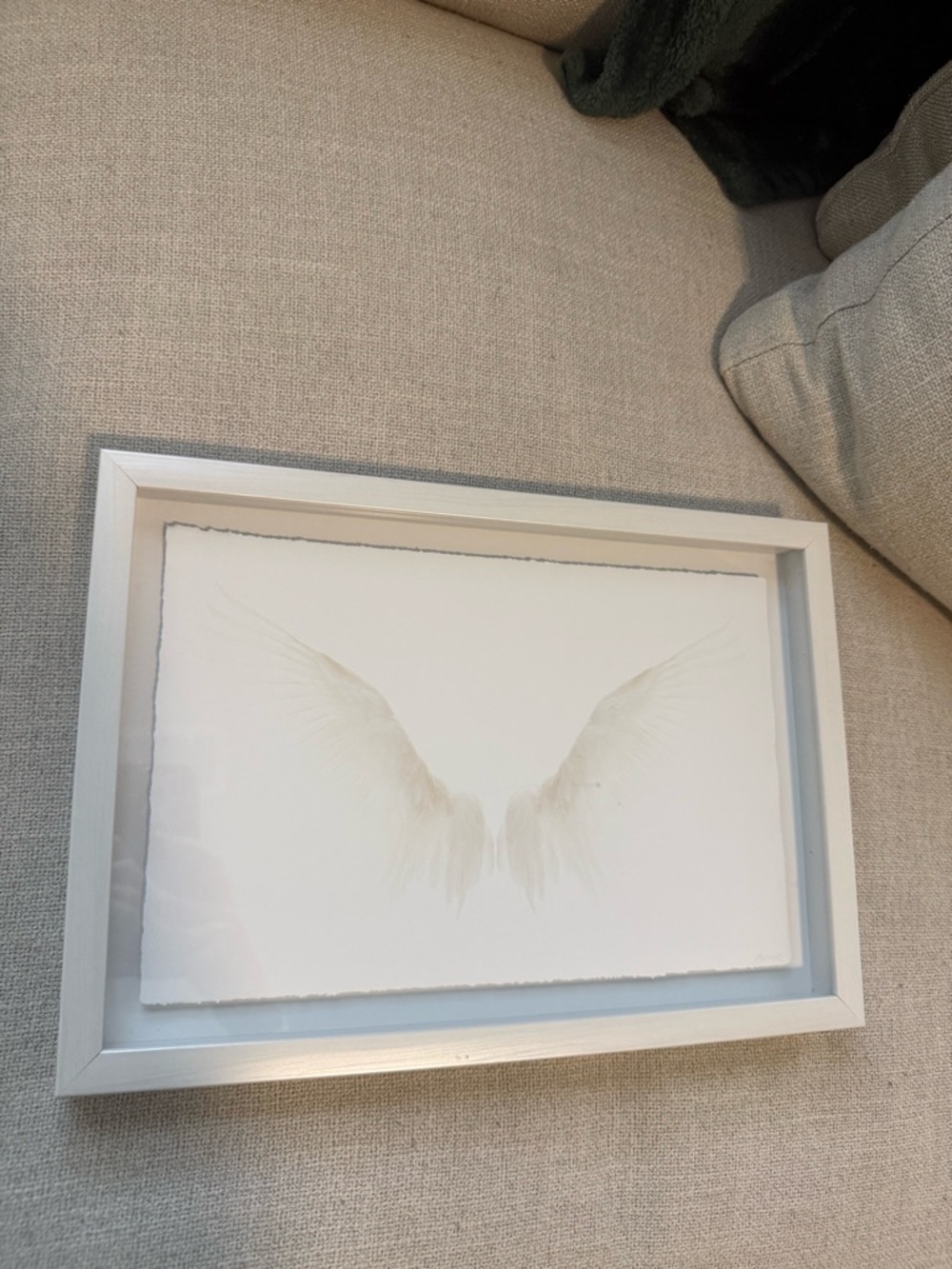 T.J.Maxx White and Cream Angel Wings Framed Art Print